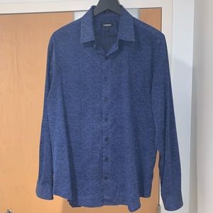 Express Navy Blue Silm Dress Shirt - L